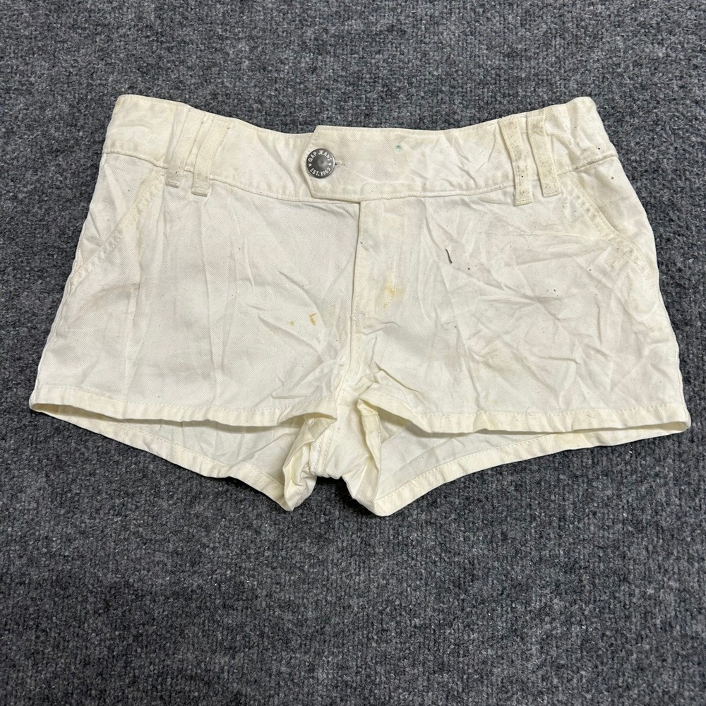 Gap Shorts Womens Size 6 White Denim Low Rise Mini Summer Casual Stained